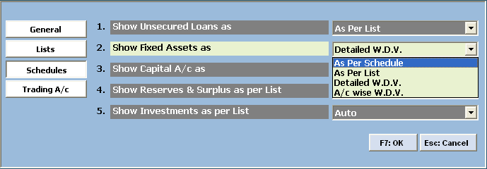 Show Fixed Asset Details in Balance Sheet